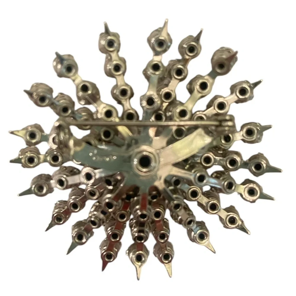 Vintage Coro clear rhinestone crystal starburst brooch marked